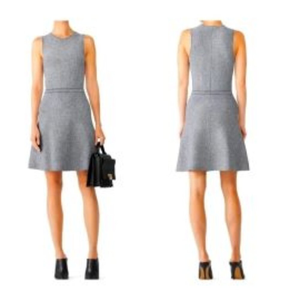 Theory Marl Flare Black and White Gray Knit Sleeveless Dress Size Small